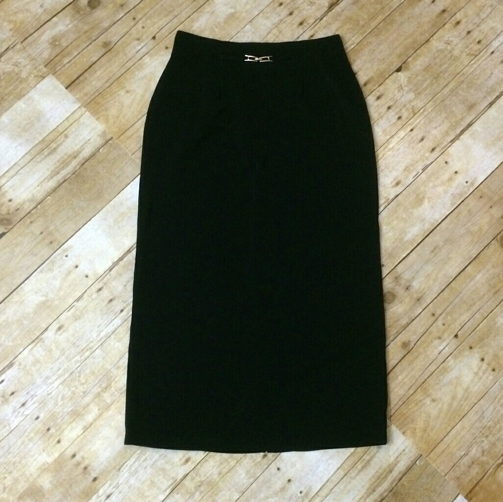Long black skirt w/ slit and silver accent…